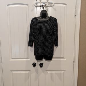 Christopher and Banks large 3/4 sleeve black and white blouse